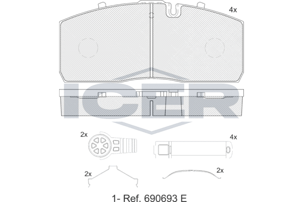 Kit de plaquettes de frein, frein à disque ICER 152446-066