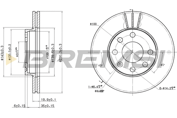 Disque de frein BREMSI CD6151V
