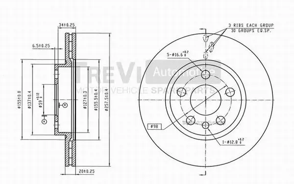 Disque de frein TREVI AUTOMOTIVE BD1107