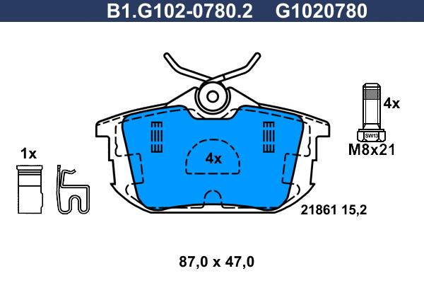 Kit de plaquettes de frein, frein à disque GALFER B1.G102-0780.2