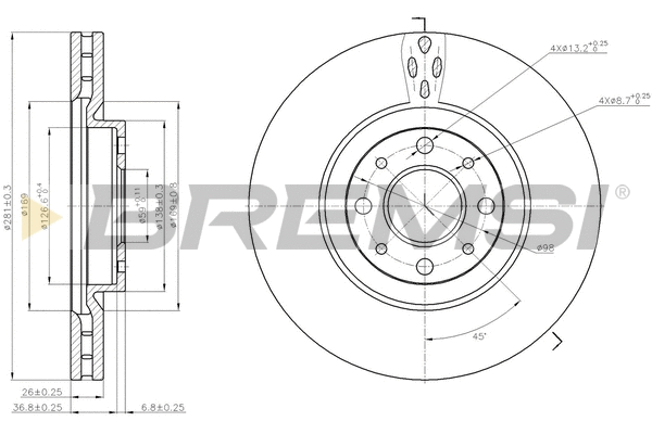 Disque de frein BREMSI CD7122V