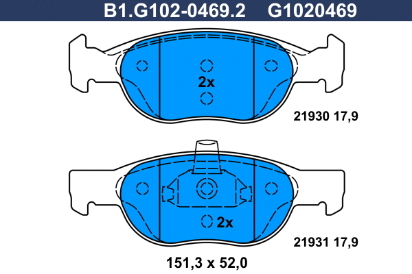 Kit de plaquettes de frein, frein à disque GALFER B1.G102-0469.2