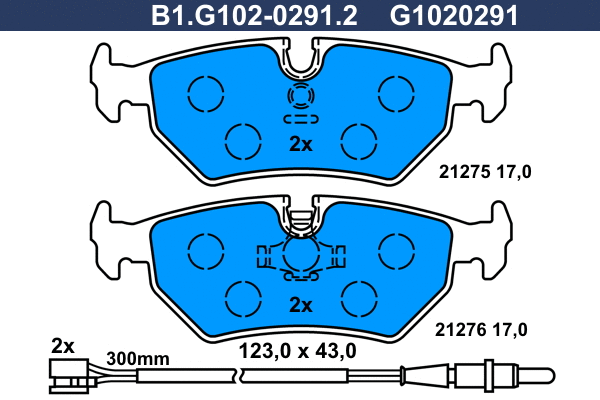 Kit de plaquettes de frein, frein à disque GALFER B1.G102-0291.2