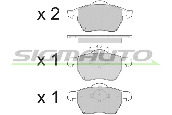 Kit de plaquettes de frein, frein à disque SIGMAUTO SPB213