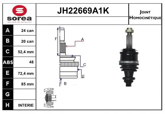 Jeu de joints, arbre de transmission SNRA JH22669A1K