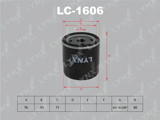 Filtre à huile LYNXAUTO LC-1606