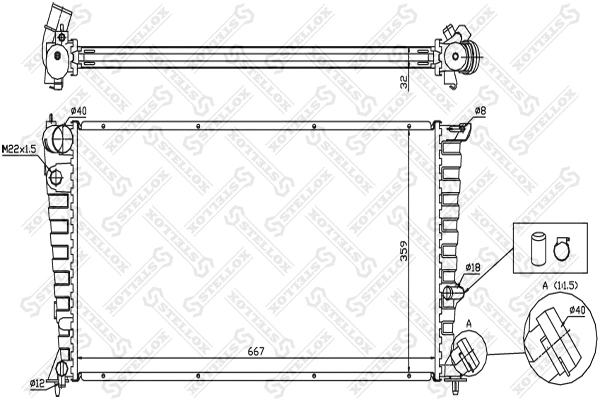 Radiateur, refroidissement du moteur STELLOX 10-26094-SX