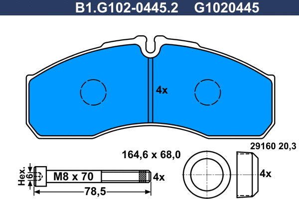 Kit de plaquettes de frein, frein à disque GALFER B1.G102-0445.2