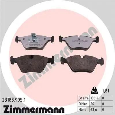 Kit de plaquettes de frein, frein à disque ZIMMERMANN 23183.995.1