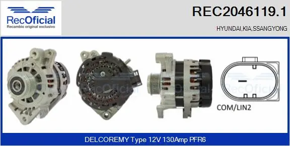 Alternateur RECOFICIAL REC2046119.1