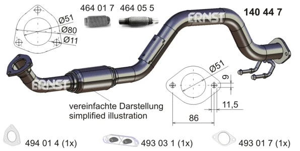 Tuyau d'échappement ERNST 140447