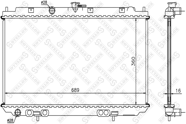 Radiateur, refroidissement du moteur STELLOX 10-25167-SX