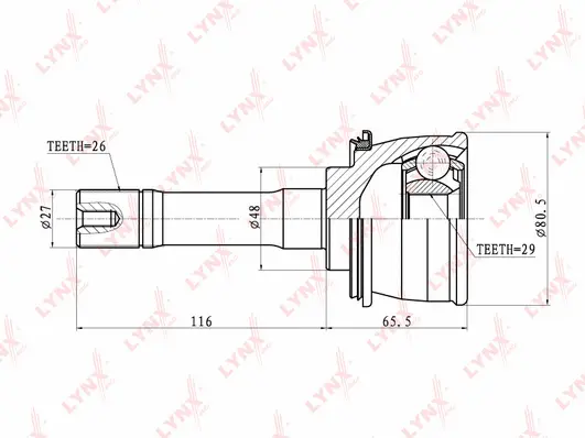 Jeu de joints, arbre de transmission LYNXAUTO CO-7301