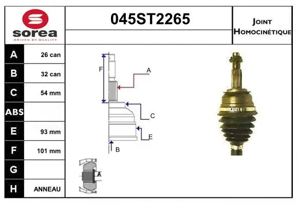 Jeu de joints, arbre de transmission STARTCAR 045ST2265