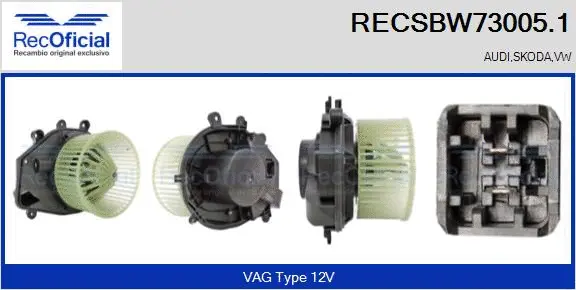 Pulseur d'air habitacle RECOFICIAL RECSBW73005.1