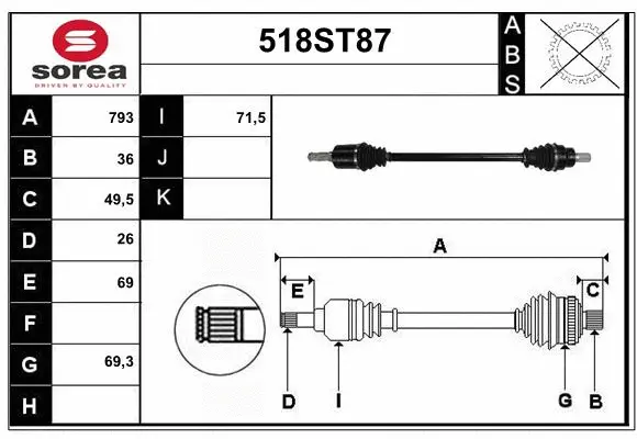 Arbre de transmission STARTCAR 518ST87