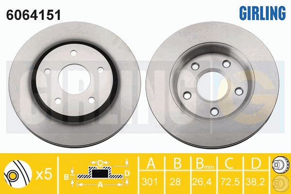 Disque de frein GIRLING 6064151
