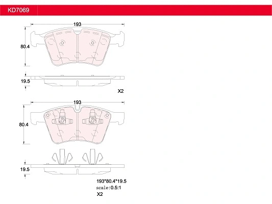Kit de plaquettes de frein, frein à disque ASIMCO KD7069