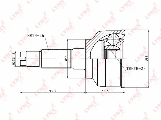 Jeu de joints, arbre de transmission LYNXAUTO CO-5123