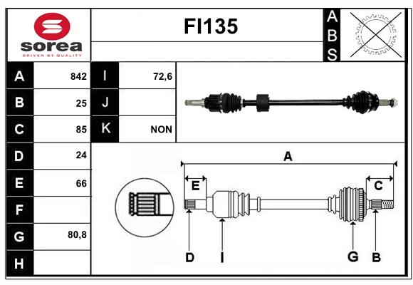 Arbre de transmission SERA FI135