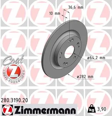 Disque de frein ZIMMERMANN 280.3190.20