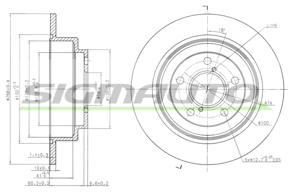 Disque de frein SIGMAUTO DBA678S