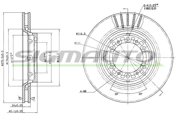 Disque de frein SIGMAUTO DBB892V