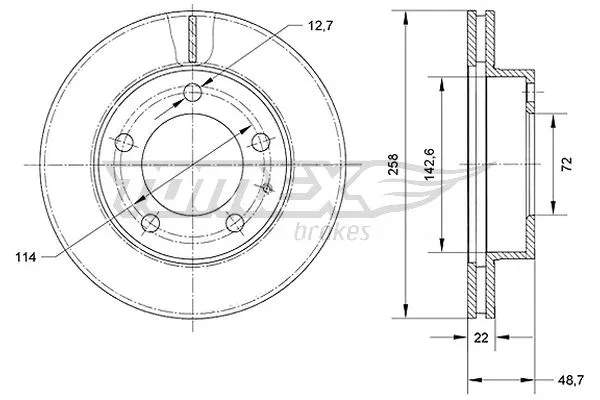 Disque de frein TOMEX Brakes TX 70-70