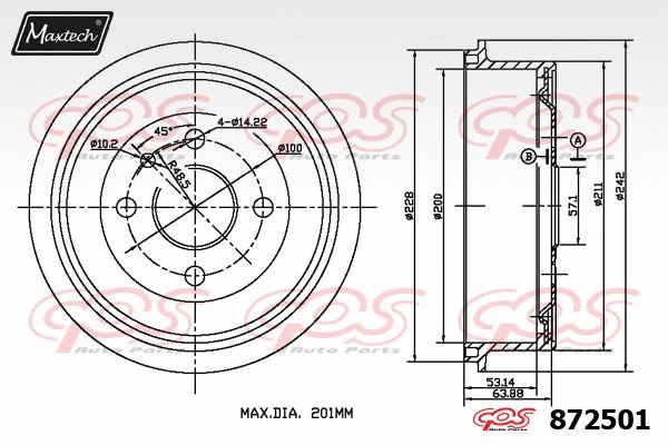 Tambour de frein MAXTECH 872501