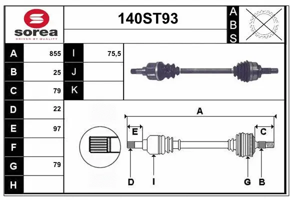Arbre de transmission STARTCAR 140ST93