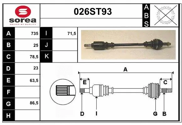 Arbre de transmission STARTCAR 026ST93