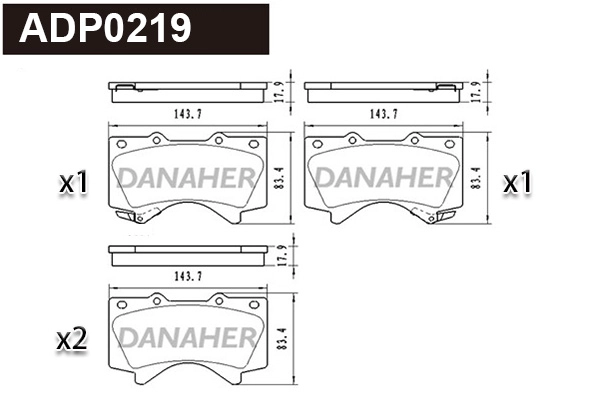 Kit de plaquettes de frein, frein à disque DANAHER ADP0219