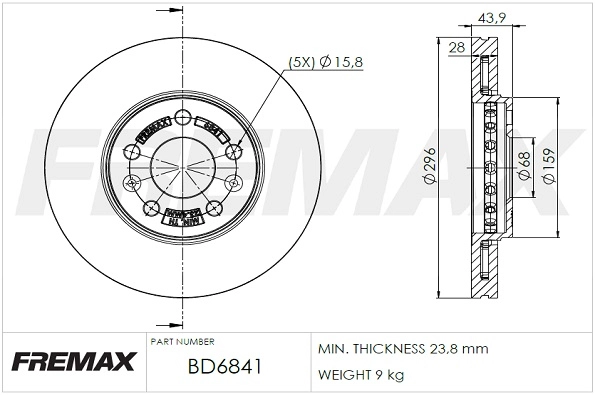 Disque de frein FREMAX BD-6841