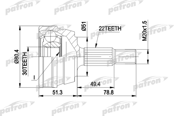 Jeu de joints, arbre de transmission PATRON PCV1096