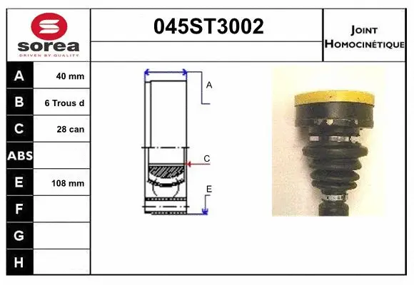 Jeu de joints, arbre de transmission STARTCAR 045ST3002