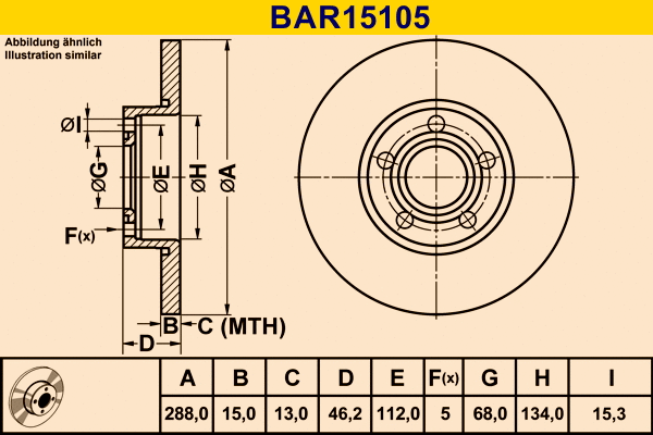 Disque de frein BARUM BAR15105