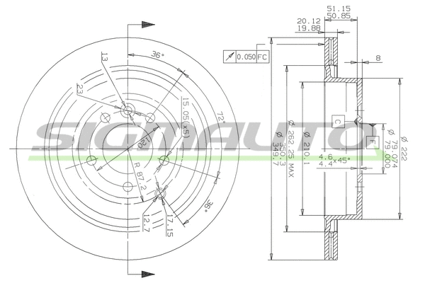 Disque de frein SIGMAUTO DBB433V