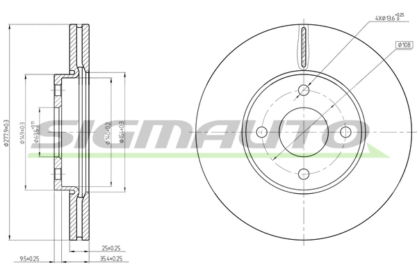 Disque de frein SIGMAUTO DBC548V