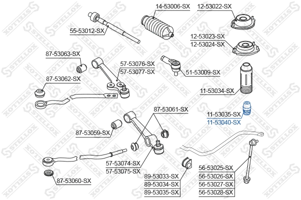 Butée élastique, suspension STELLOX 11-53040-SX