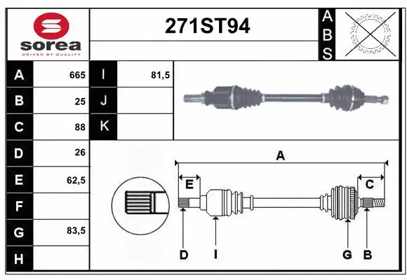 Arbre de transmission STARTCAR 271ST94