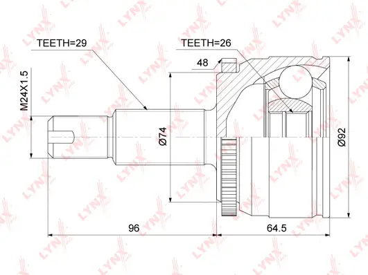 Jeu de joints, arbre de transmission LYNXAUTO CO-3835A