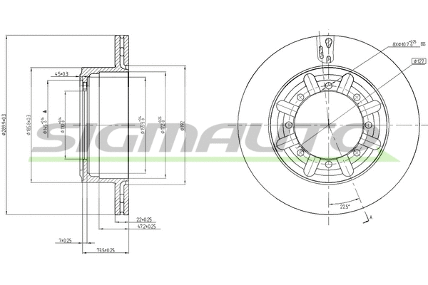 Disque de frein SIGMAUTO DB0340V