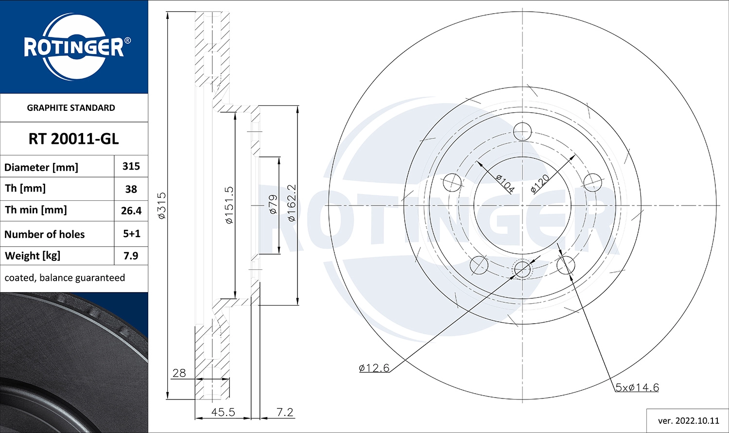 Disque de frein ROTINGER RT 20011-GL
