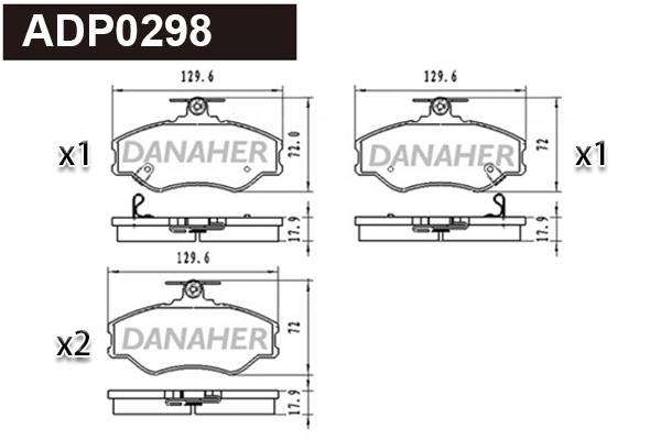 Kit de plaquettes de frein, frein à disque DANAHER ADP0298