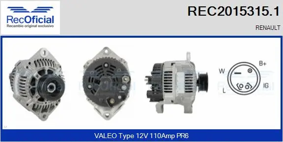 Alternateur RECOFICIAL REC2015315.1