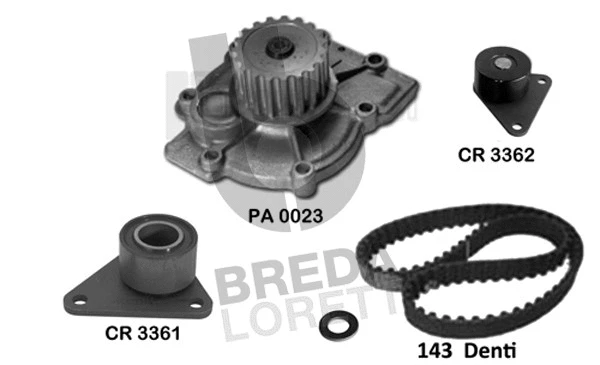 Pompe à eau + kit de courroie crantée BREDA LORETT KPA0758A