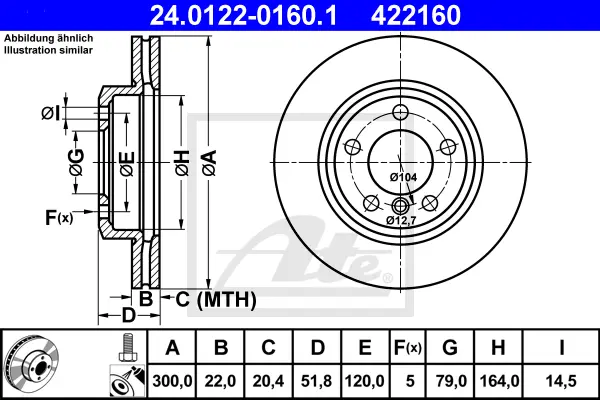 Disque de frein ATE-APAC 24.0122-0160.1