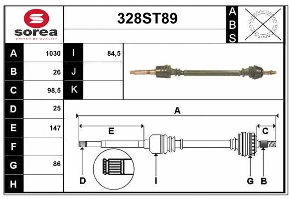 Arbre de transmission STARTCAR 328ST89
