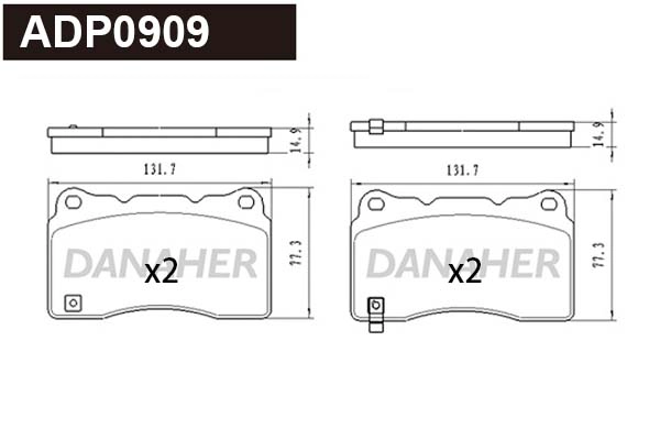 Kit de plaquettes de frein, frein à disque DANAHER ADP0909