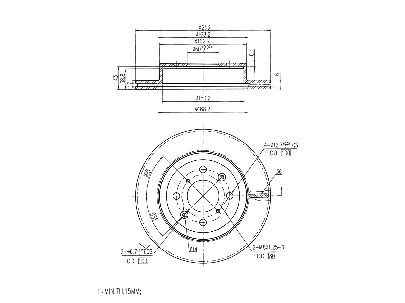 Disque de frein A.Z. Meisterteile AZMT-44-024-1253